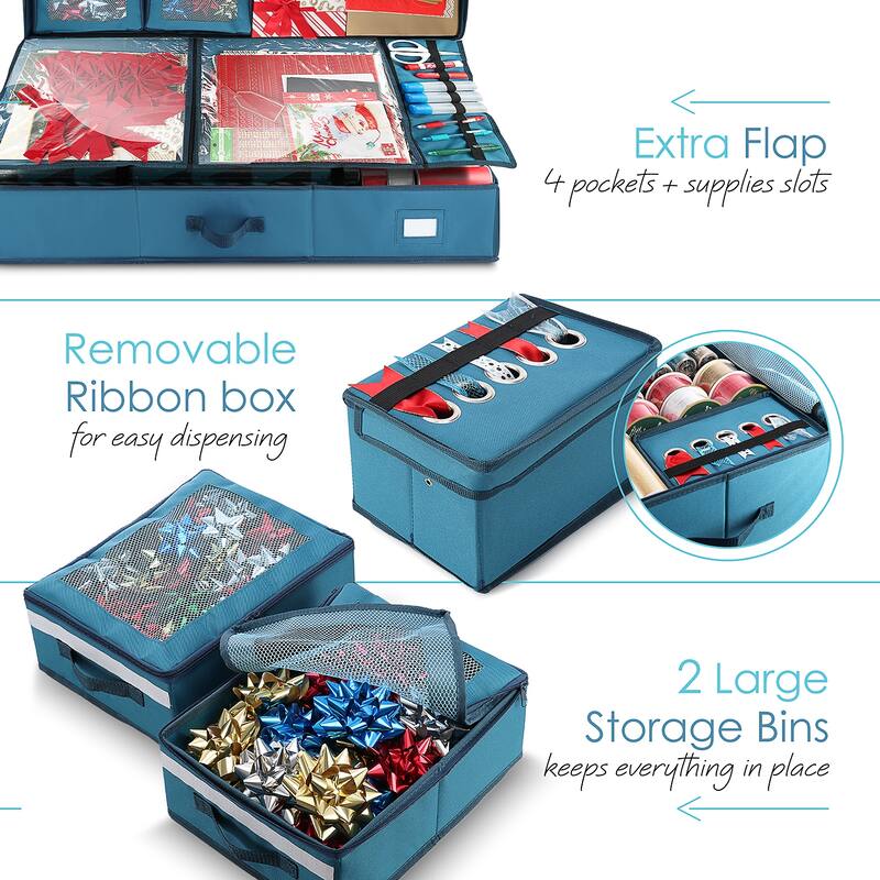 Empyrean Tear Proof Gift Wrapping Paper Storage Container - Premium Christmas Wrapping Paper Holder