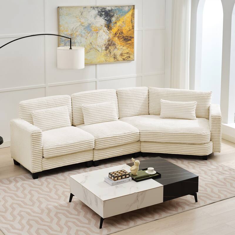 Multi-seat(3/4/5 seats) Corduroy Sectional Sofa, Modular Couch for Living Room & Business