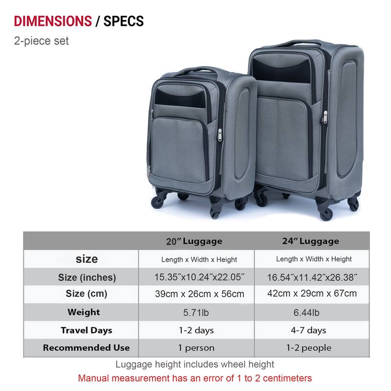 (20+24) Two-piece suitcase suitcase set Oxford trolley case without password lock universal wheel