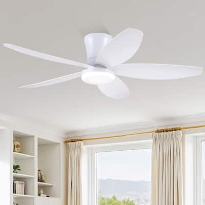 36"/42"/48" Low Profile Ceiling Fan with ABS Blades 3 Color LED Flush Mount for Bedroom Living Room APP and Remote Control