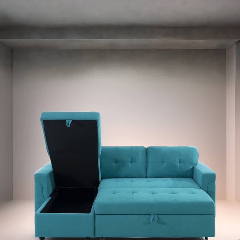 Reversible Sectional Sleeper Sofa with Storage Chaise & Pull-Out Bed