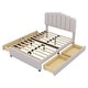 preview thumbnail 8 of 18, Upholstered Bed with 4 Storage Drawers,Wood Slat Support