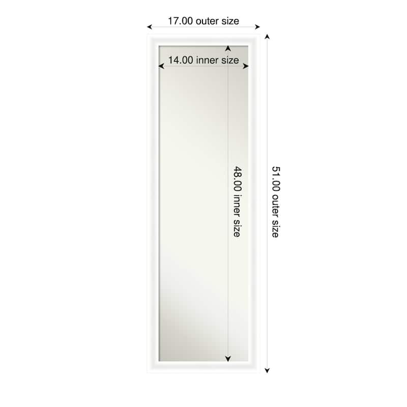 Oliver Narrow Non-Beveled Wood Framed Full-Length On the Door Mirror - 17 x 51 in - Oliver White Narrow