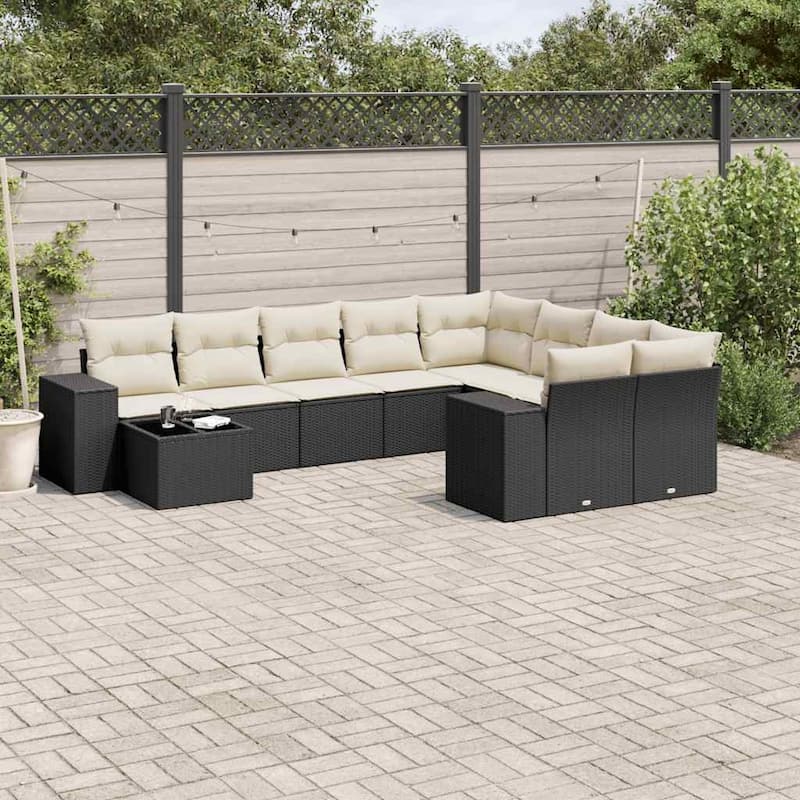 vidaXL Garden Sofa Set Black, Cream White - 24.4 x 32.7 x 27.2