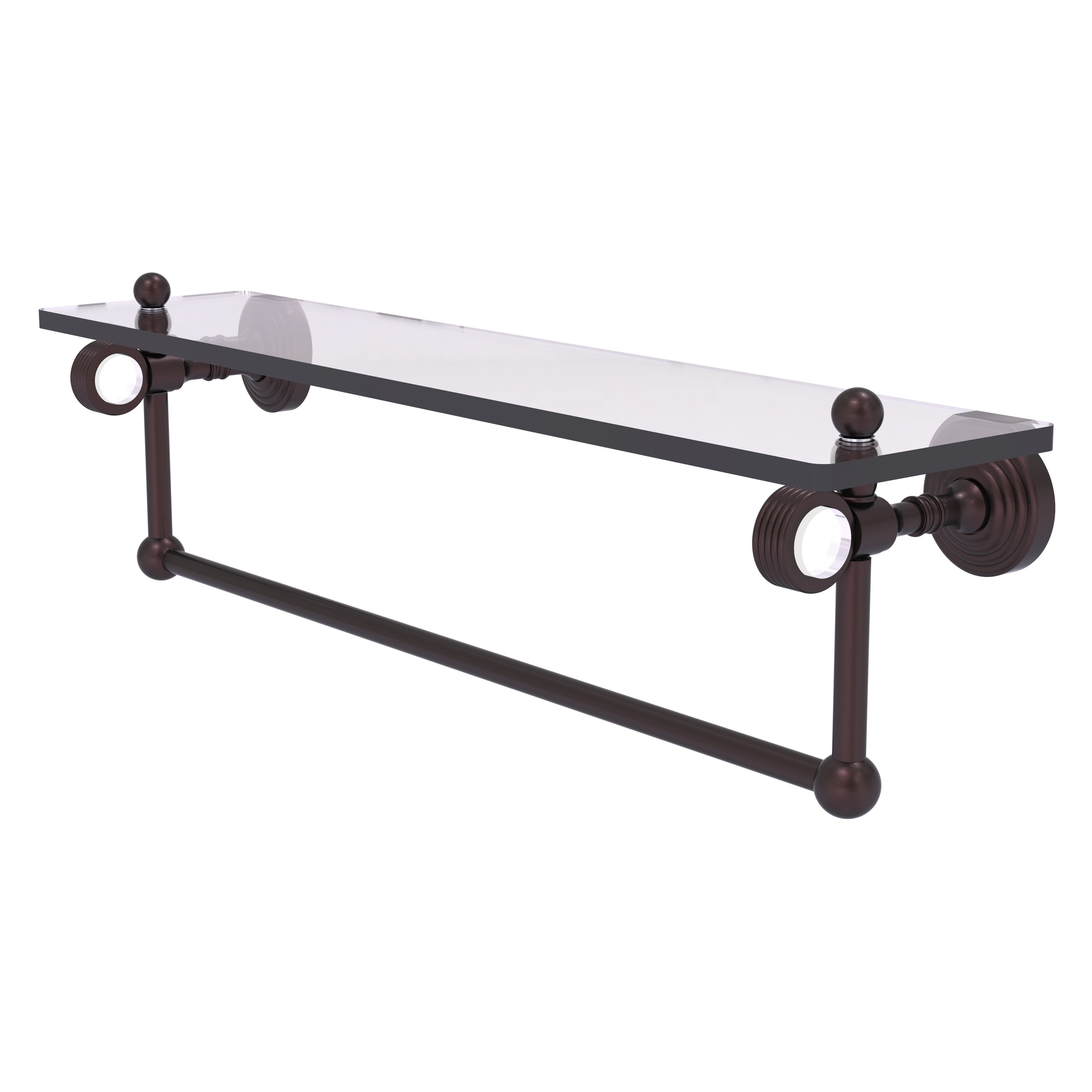 Allied Brass Pacific Grove Collection 16 Inch Glass Shelf with Towel Bar and Grooved Accents