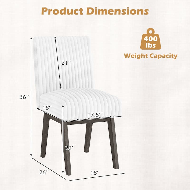 Costway Dining Chairs Set of 2/4 with Padded Seat, Rubber Wood Legs & - White + Gray