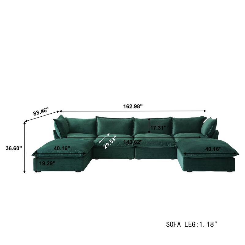 U Shape Couch Sectional for Living Room, Convertible Sectional Sofa, Modular Sectional Couch with Ottomans for Living Room