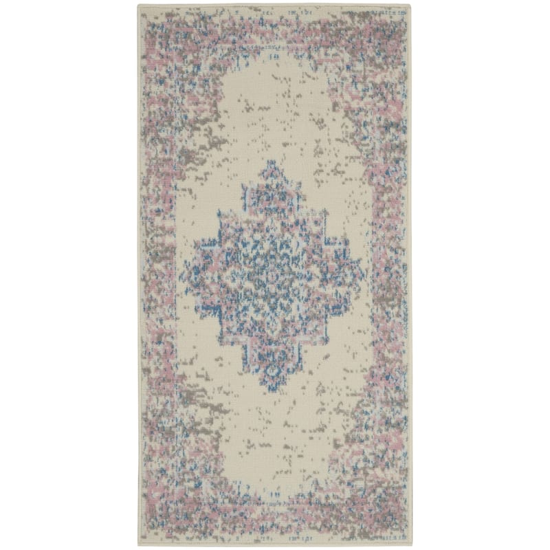 HomeRoots Medallion Transitional Rectangle Area Rug - 2' X 4'
