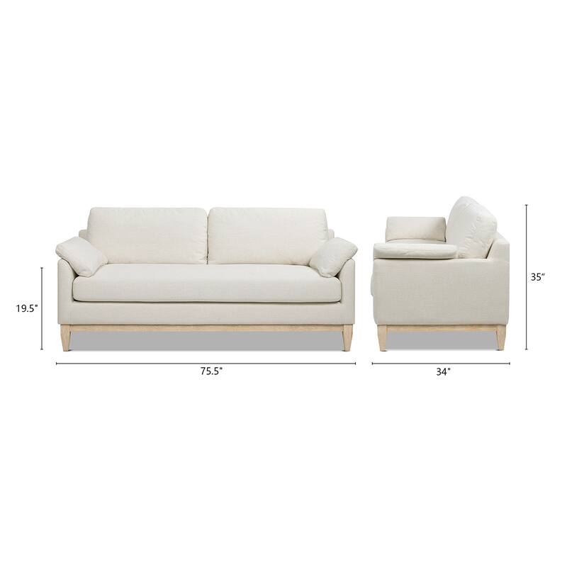 Pasadena 75.5" Velvet Modern Farmhouse Loose Pillow-Back Sofa