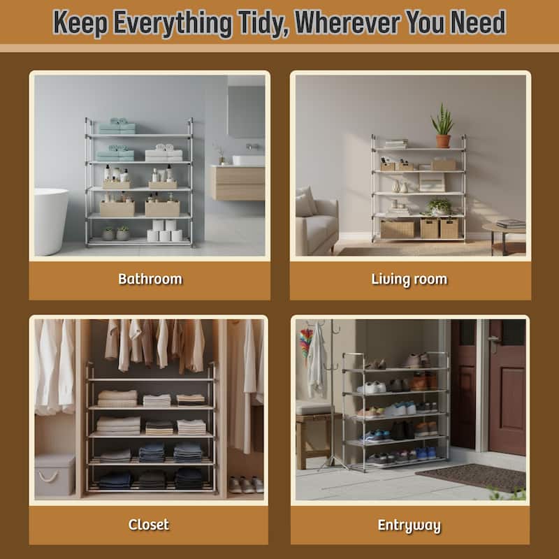 Shoe Rack - Shoe Organizer for Closet, Bathroom, Entryway by Home-Complete (White)