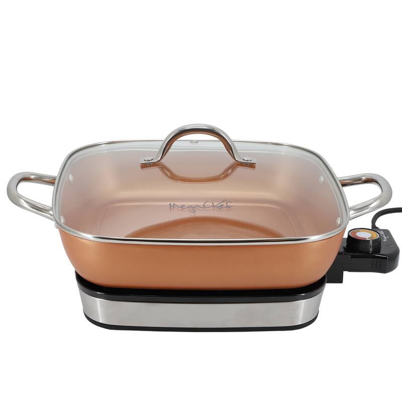 11.81 Inch Copper Coating Nonstick Electric Skillet with Temperature Control