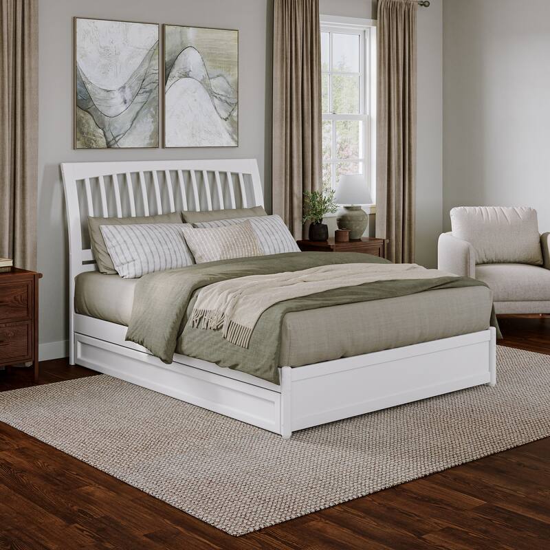 Roslyn Platform Bed with Modern Panel Footboard and Twin XL Trundle