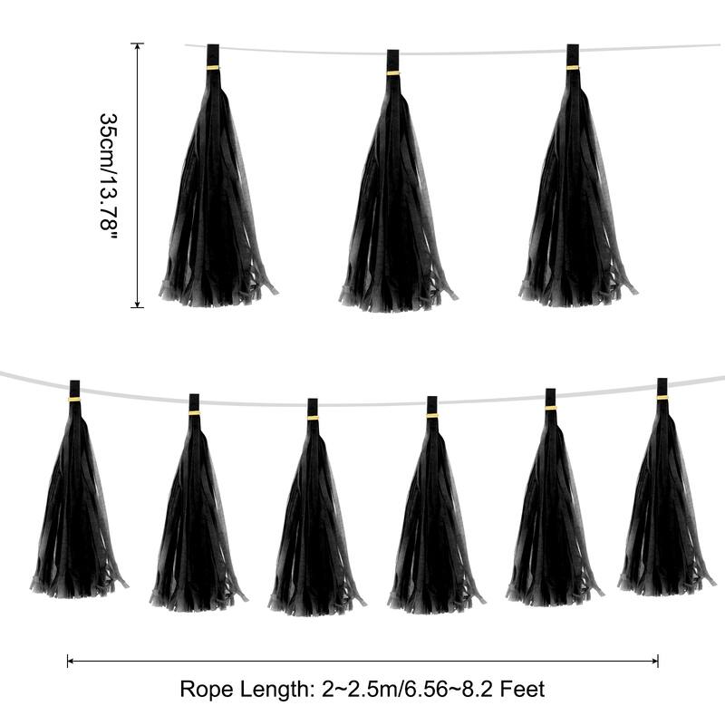 15Pcs Tassel Garland Banner with Rope - Black