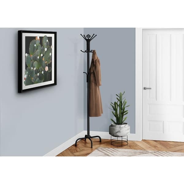 slide 1 of 1, Offex Black Metal 74"H Coat Rack