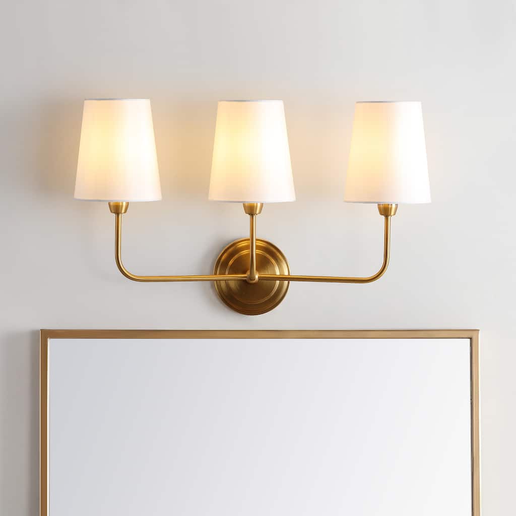 SAFAVIEH Lighting Oddveig 3-Light Brass Led Wall Sconce - 21.5"x7"x13.8" - Navy Blue - 22Wx7Dx14H