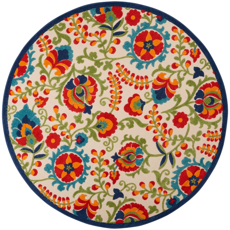 Nourison Alice Indoor/Outdoor Floral Area Rug - 7'10" x Round - Multicolor