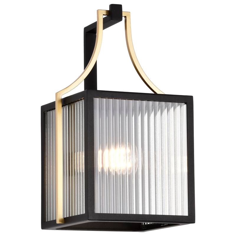 Holden Medium Outdoor Lantern Gold and Black Finish Clear Glass - Black / Gold