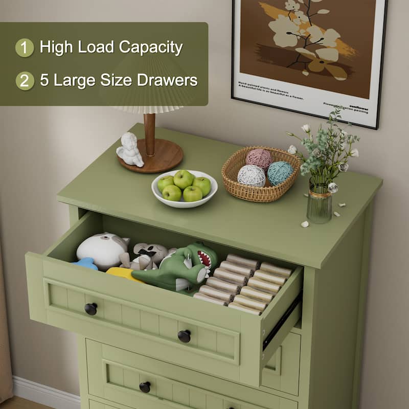 Vintage 5 Drawers Chest Classic Storage Cabinet with Metal Handle