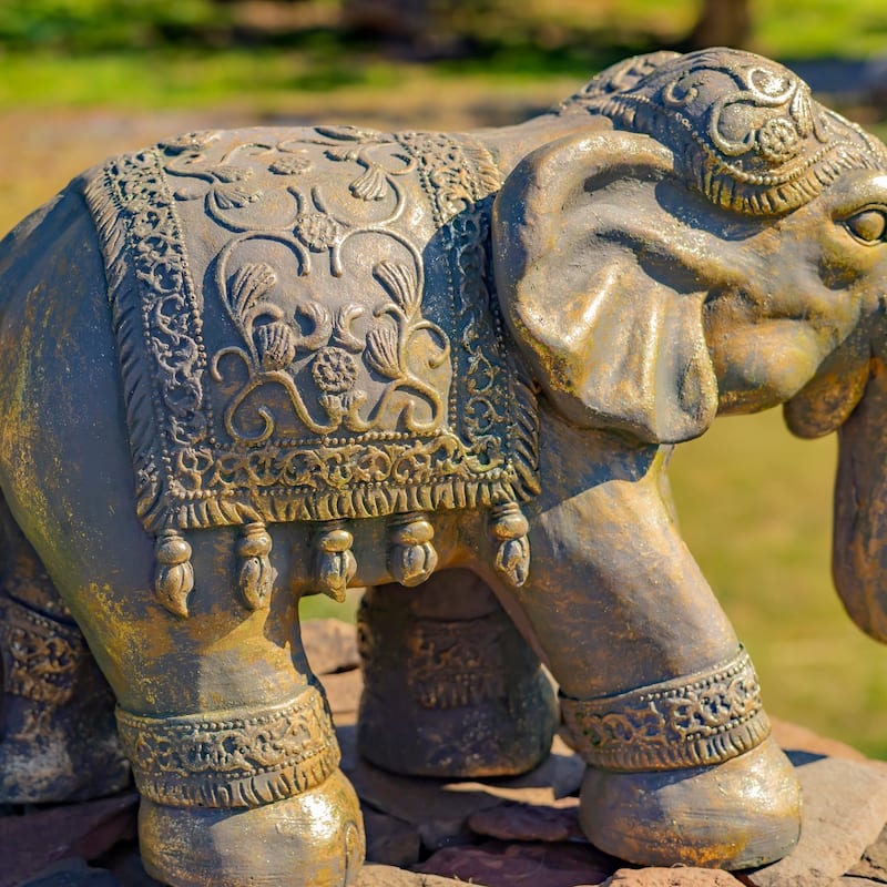 Boho Elephant Statue - 25.2"x10.6"x15.7"