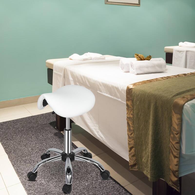 Saddle Rolling Chair Adjustable Hydraulic Stool with Wheels