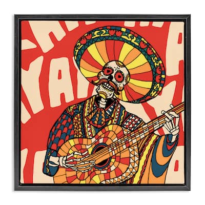 Stupell Day Of Dead Guitarist Skeleton Framed Floater Canvas Wall Art Design By Ali Gulec