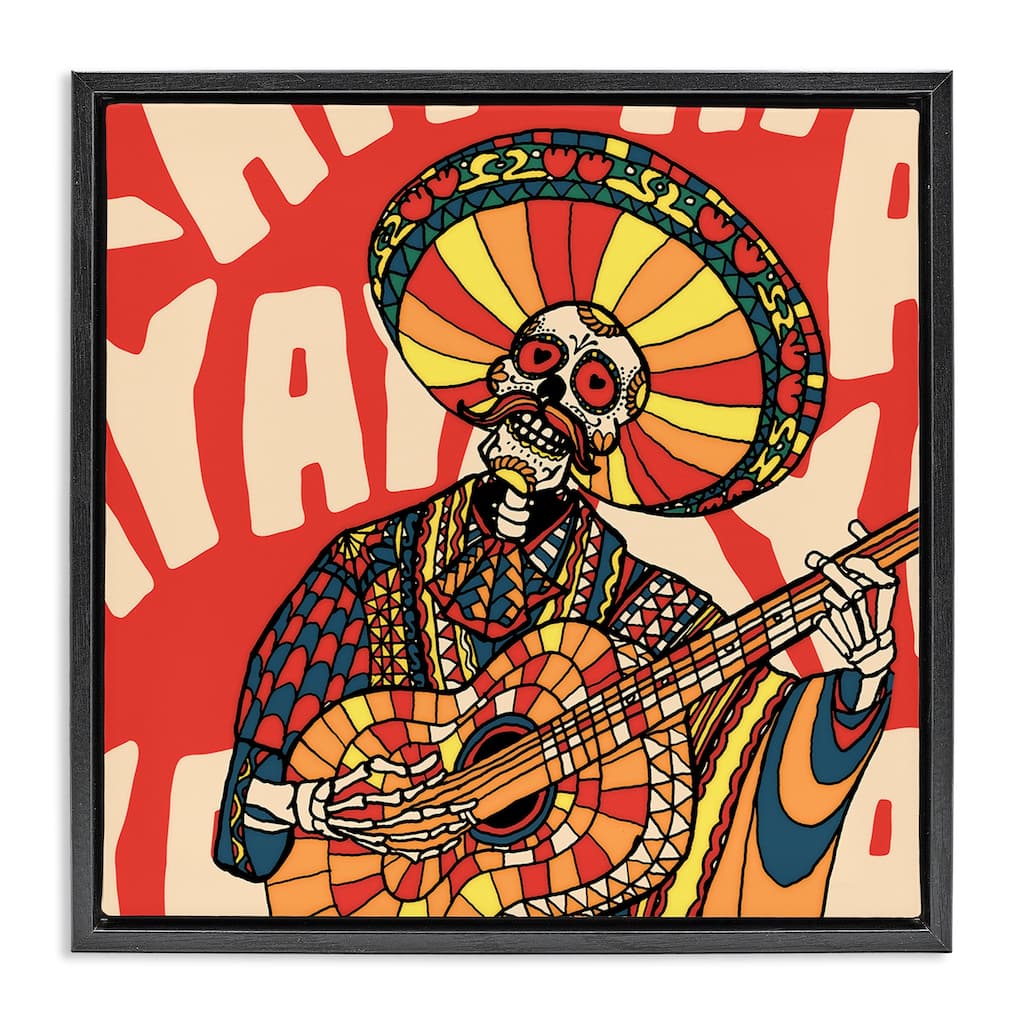 Stupell Day Of Dead Guitarist Skeleton Framed Floater Canvas Wall Art Design By Ali Gulec