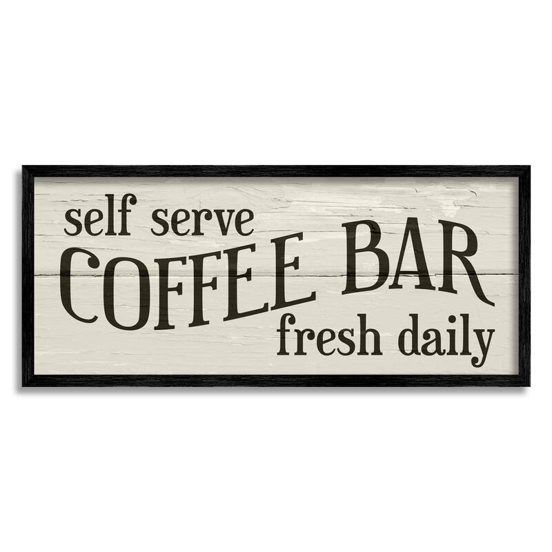 Stupell Self Serve Coffee Bar Sign Rustic Plank Pattern Framed Wall Art - Green
