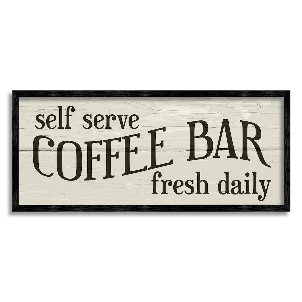 Stupell Self Serve Coffee Bar Sign Rustic Plank Pattern Framed Wall Art - Green