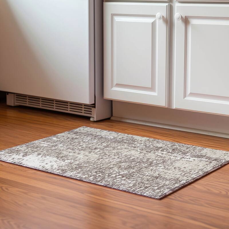 Premium Washable Super Soft Abstract Causal Mayfield Rug - Taupe - 1'8" x 2'6"