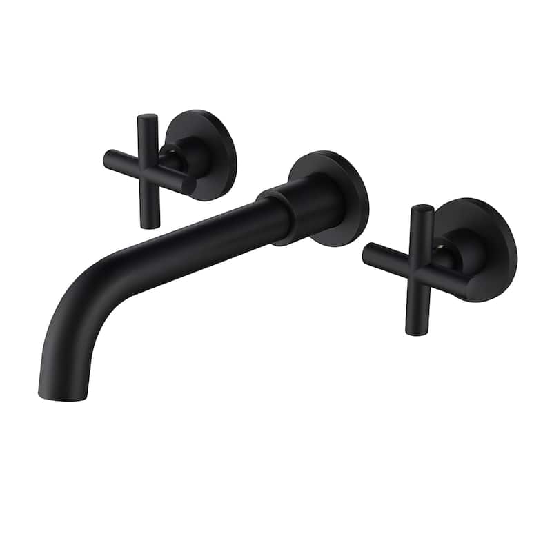 2 Handle Wall Mounted Bathroom Sink Faucet with Cross Design Handles, Rust and Corrosion Resistant and Fingerprint Resistant