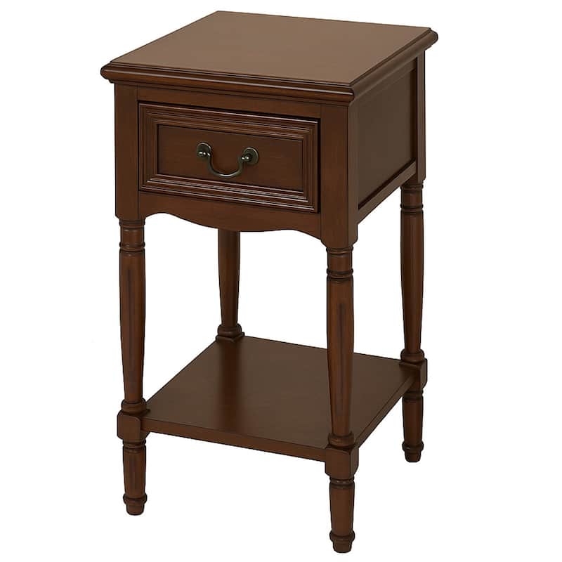 Casa Cortes Solid Wood Nightstand Bedroom Table - Brown