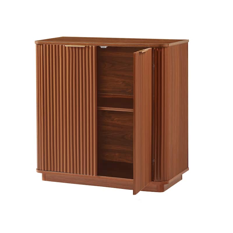 GDF Studio - Avalon Modern Curved Fluted Buffet Sideboard Cabinet with Adjustable Shelf