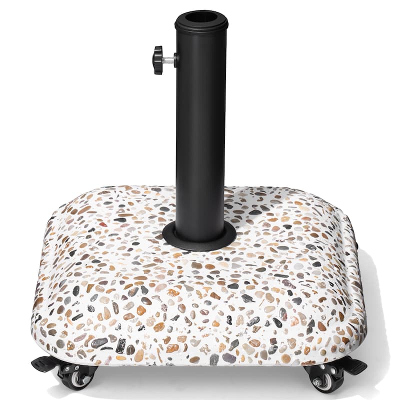 Crestlive Outdoor Patio Market Pole Umbrella Base Stand Holder Square - COBBLE STONE with wheels
