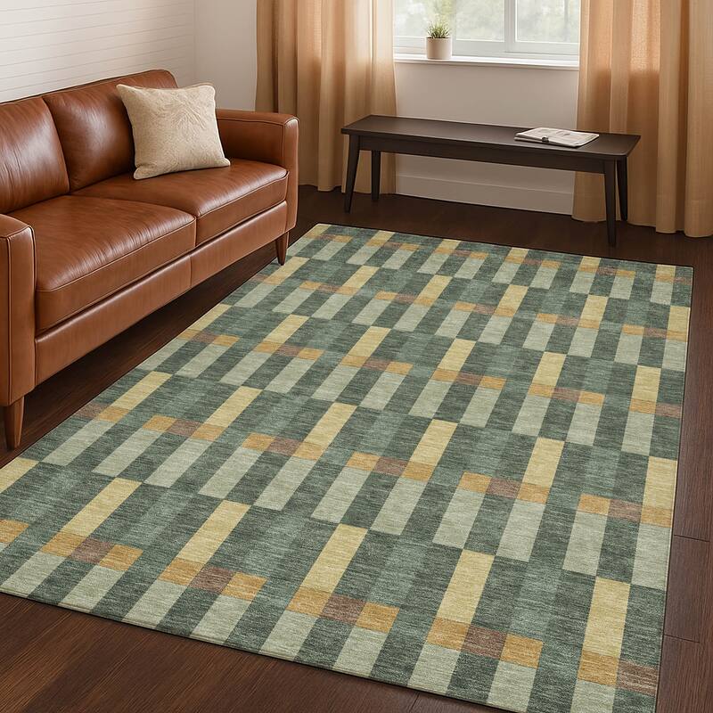 Machine Washable Indoor/ Outdoor Modern Chanute Chantille Rug