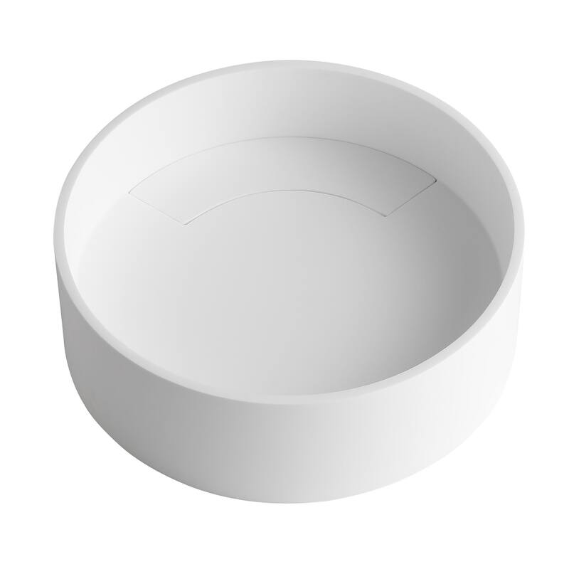 15" Round White Matte Solid Surface Resin Sink