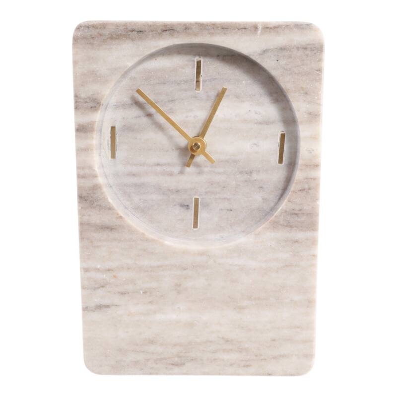 Modern Stone and Marble Clock with Contemporary Design - Beige