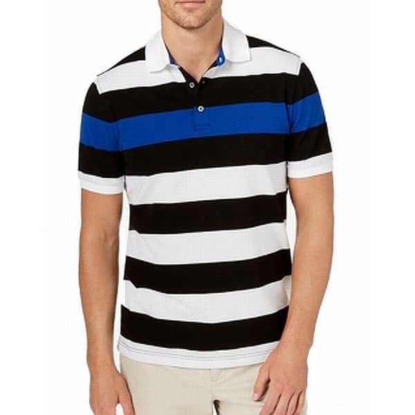 Club Room Blue Mens Size Large L Striped Polo Performance Fit Shirt