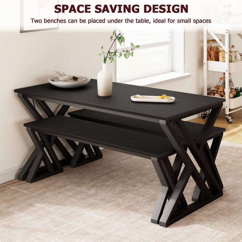 Dining Table Benches Set for 4