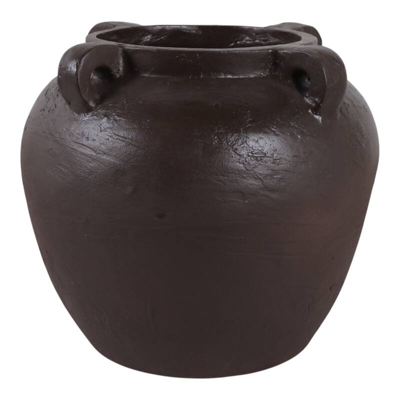 Pottery Terracotta Vase Handmade Handles Rustic Amphora Accent Vessel