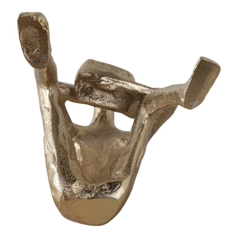 Metal Aluminum Figurine Sculptured Reading Man Modern - 7" Gold - 6" x 5.5" x 6.75"