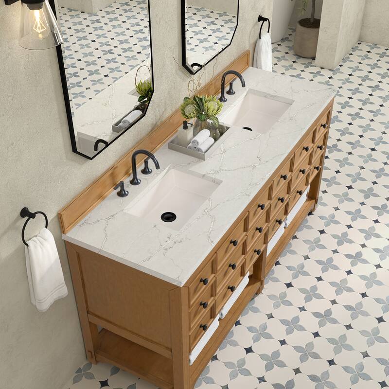Malibu 72" Double Vanity Cabinet, Amber Birch