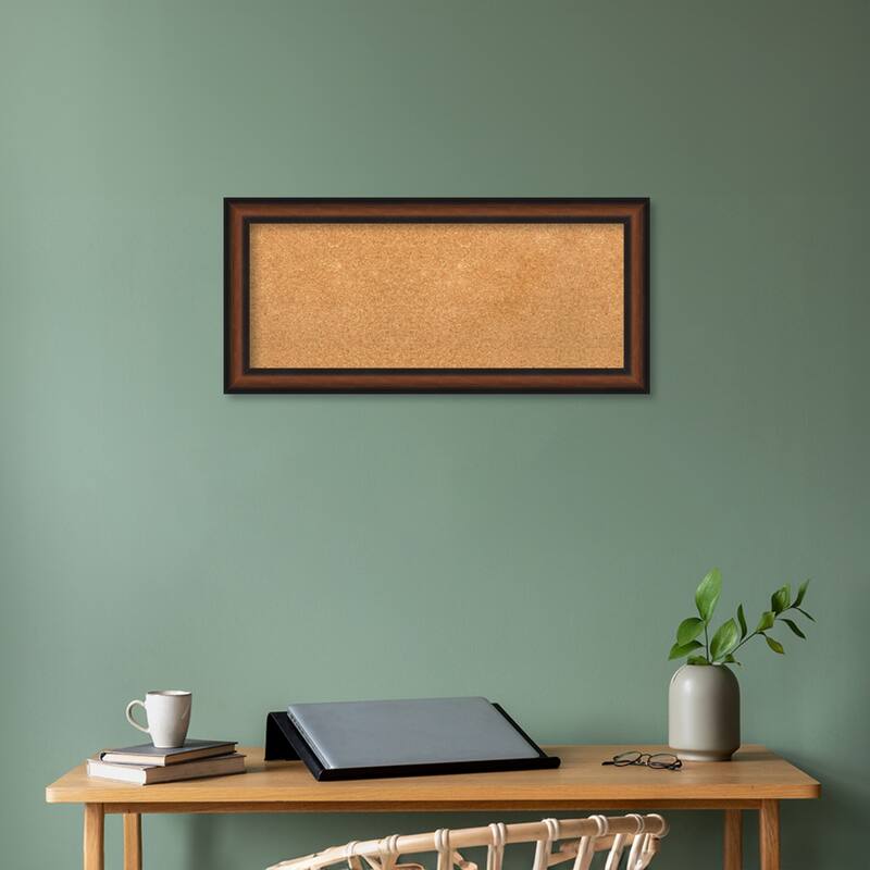 Yale Walnut Framed Natural Corkboard Bulletin Board