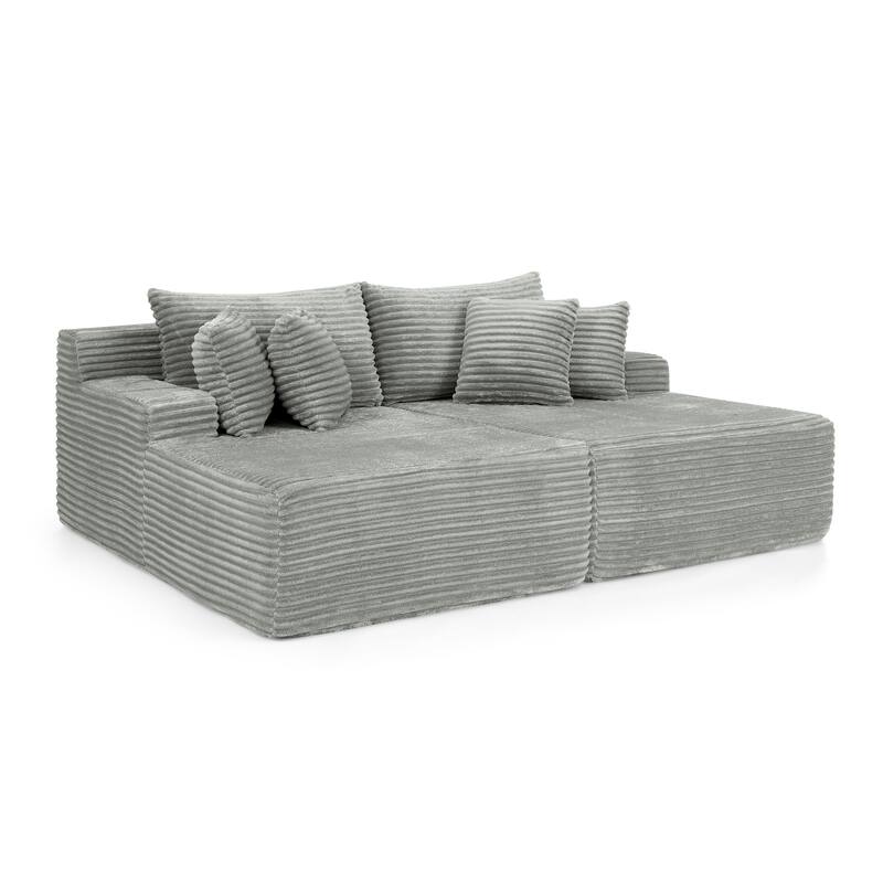 Roomfitters Two-Seater Lazy Sofa Lounge Chair, Compressed Velvet Sofa No Assembly, Fluffy Modern Indoor Lounge Chair