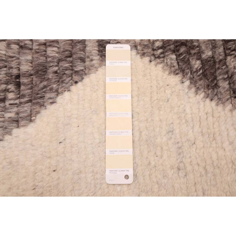 ECARPETGALLERY Hand-knotted Looma Cream, Dark Grey Wool Rug - 8'2 x 10'2