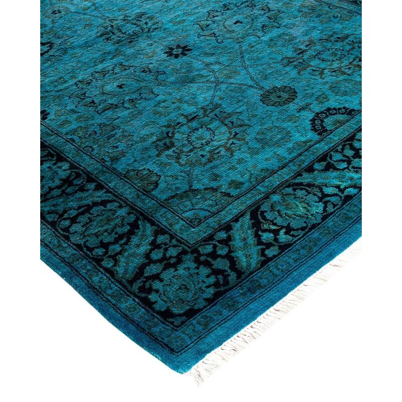 Fine Vibrance, One-of-a-Kind Hand-Knotted Runner Rug - Blue, 3' 0" x 9' 10" - 3' 0" x 9' 10"