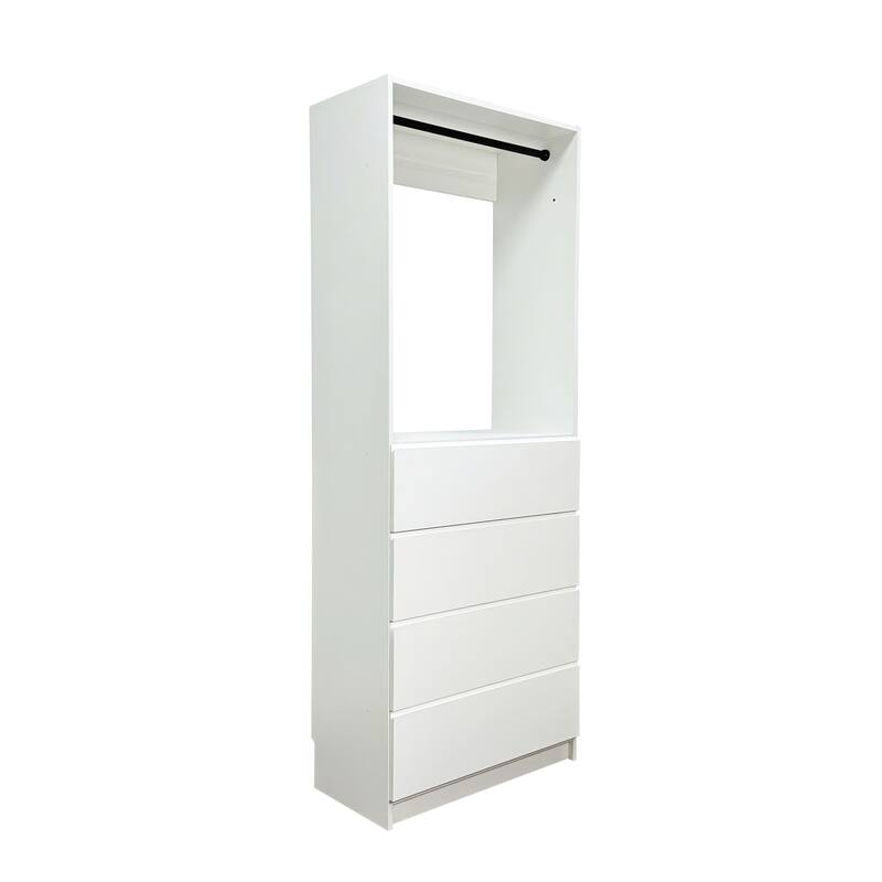 Prosper 32" White Wood Walk-in Closet with Two Rods - 31.4"W x 15.7"D x 83" H