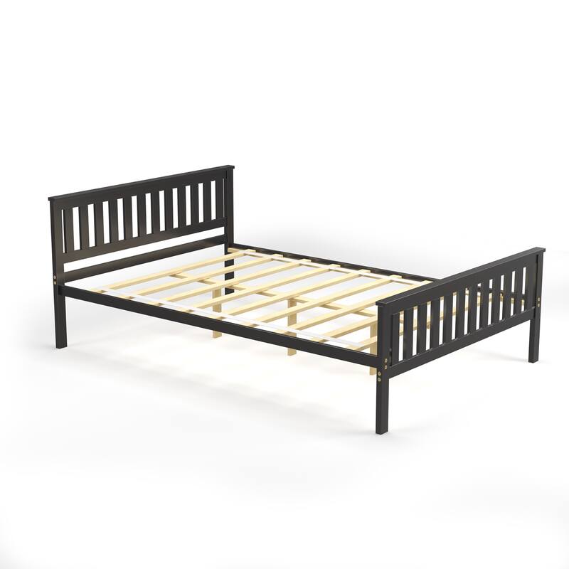 Costway Full Wood Platform Bed with Headboard and Footboard Mattress