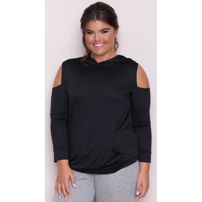 plus size cold shoulder hoodie