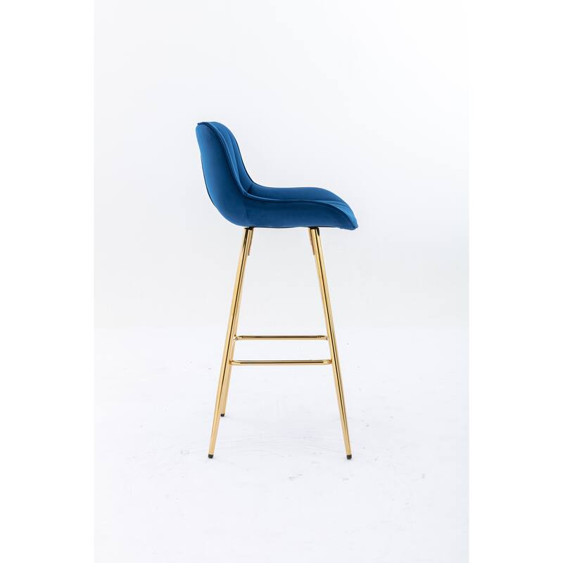 Velvet Swivel Bar Stools Set of 2, Counter Height Bar Chairs with Back, Kitchen Island Stools with Footrest and Metal Legs