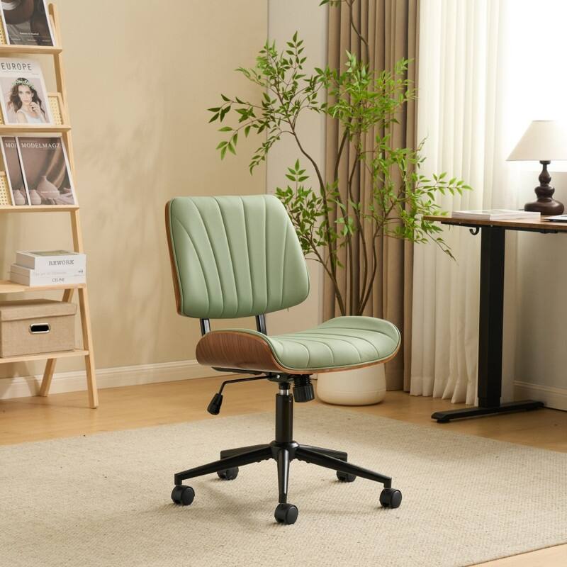 PU Trapezoid Curved Back Swivel Office Chair